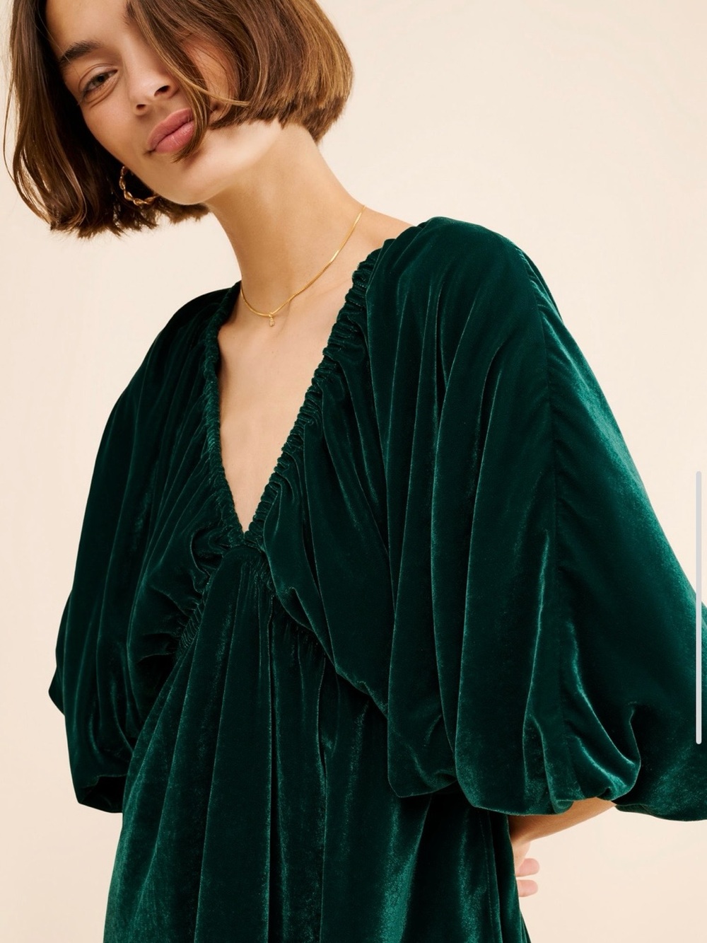 Free People Portia Velvet Mini Dress - Green - Picture 3 of 7